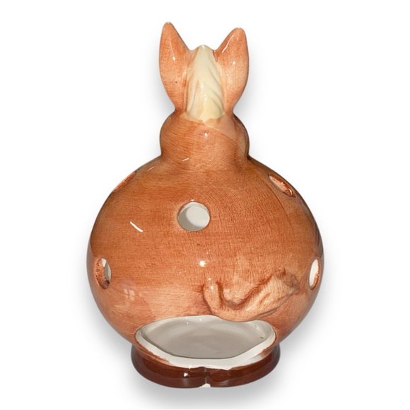 Cartoon Vtg Brown Horse Tea Light Holder Ceramic Folk art Equestrian Home Candle - Picture 2 of 14